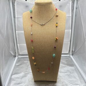 Multicolor Beaded Necklace with Silver Accents